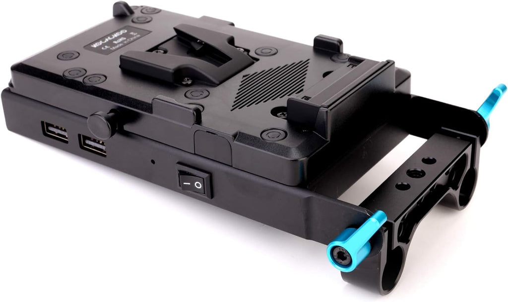 V-Mount Lock Battery Plate Power Supply Splitter Adapter with 15mm Rod Clamp V333770