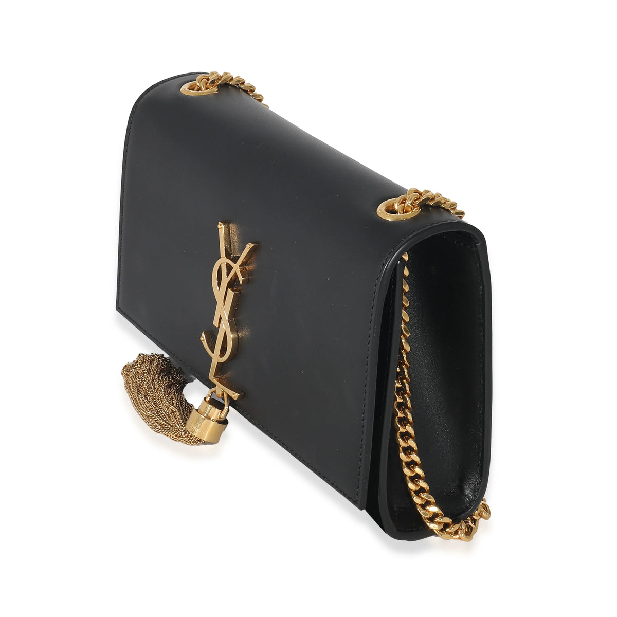 Black Smooth Leather Small Tassel Bag B88023
