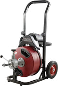 Commercial Sewer Snake Drill Drain Auger Cleaner Cable 50-Feet Long 1/2 (4)-Cutter Set with Wheel F580967