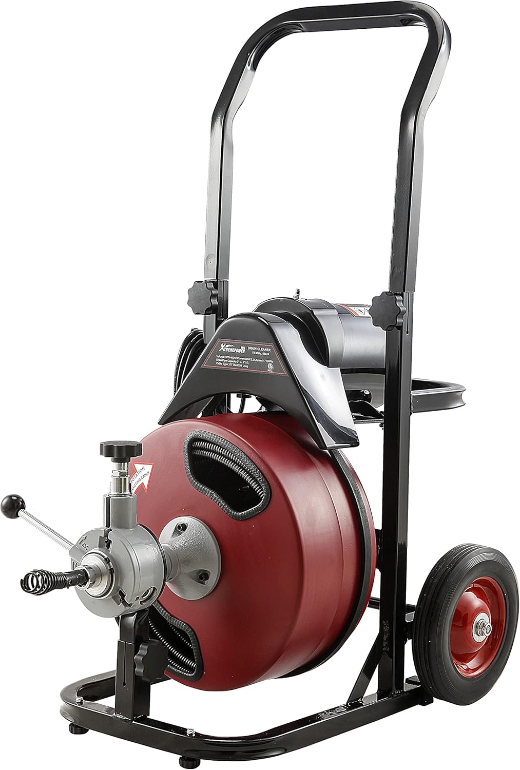 Commercial Sewer Snake Drill Drain Auger Cleaner Cable 50-Feet Long 1/2 (4)-Cutter Set with Wheel F580967