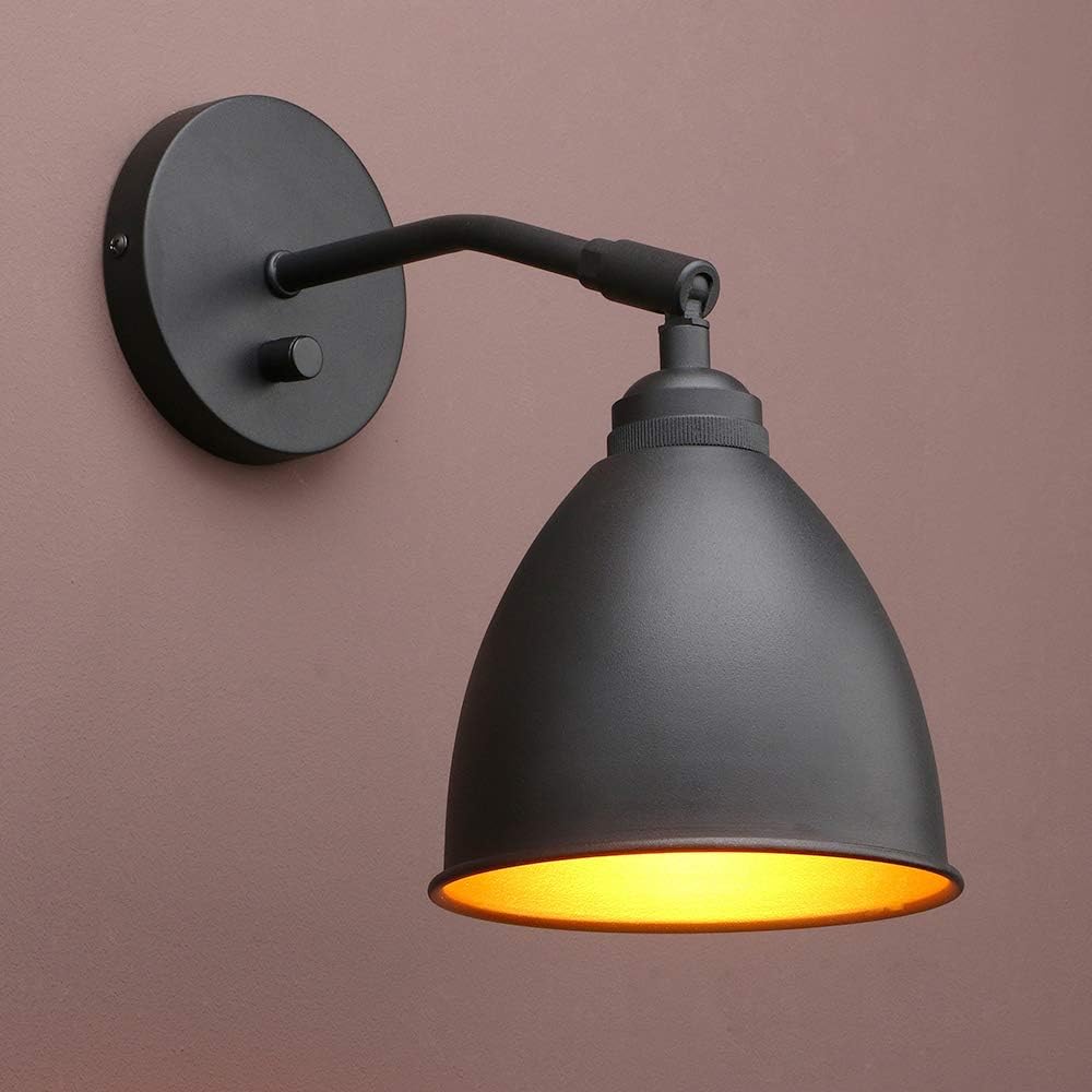 Vintage 1-Light Dimmable Wall Sconce with Metal Shade D50825