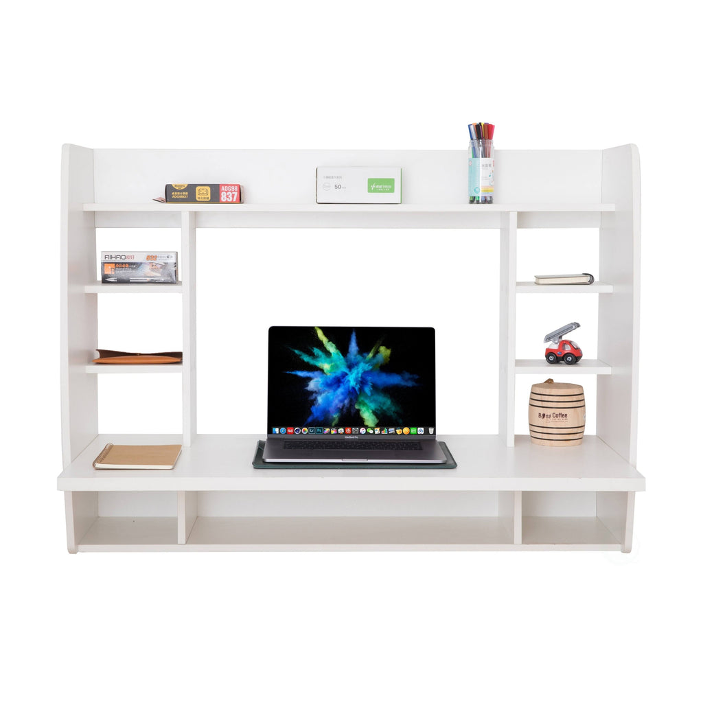 Wall-Mounted Laptop Desk with Shelves L36426