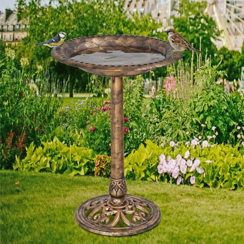 Antique Green Resin Pedestal Bird Bath H67650