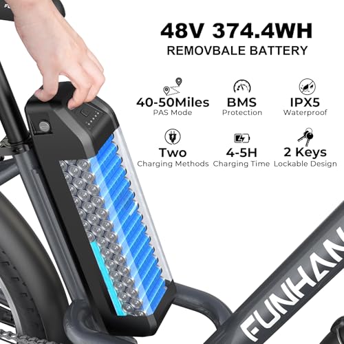 26" 1000W Peak Electric Bicycle with 48V 374.4WH Removable Battery H156