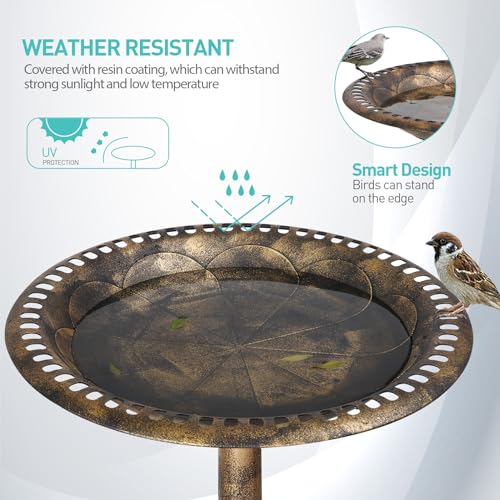 Antique Green Resin Pedestal Bird Bath H67650