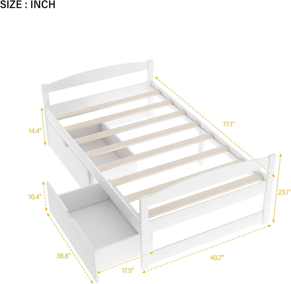 White Twin Size Wood Daybed with 2 Drawers M16373