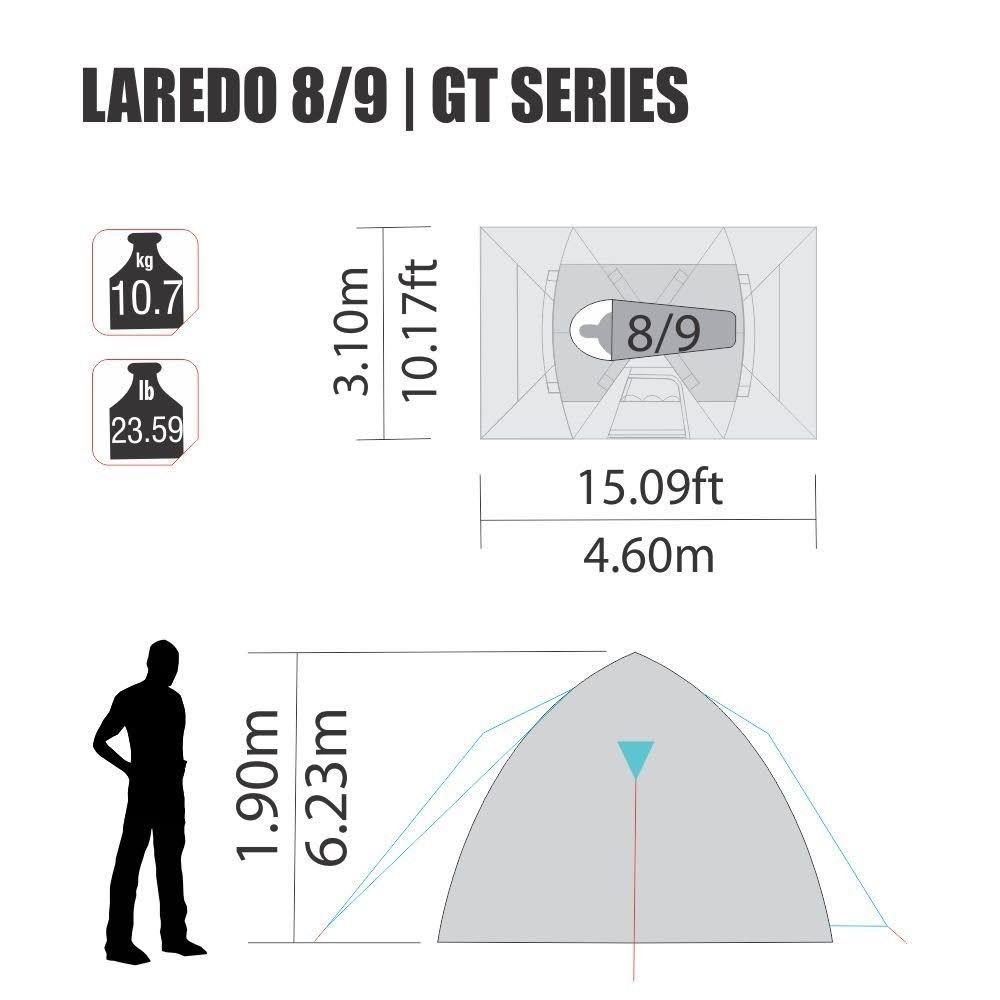 8 to 9 Person 10 by 15 Foot Waterproof Camping Tent O239