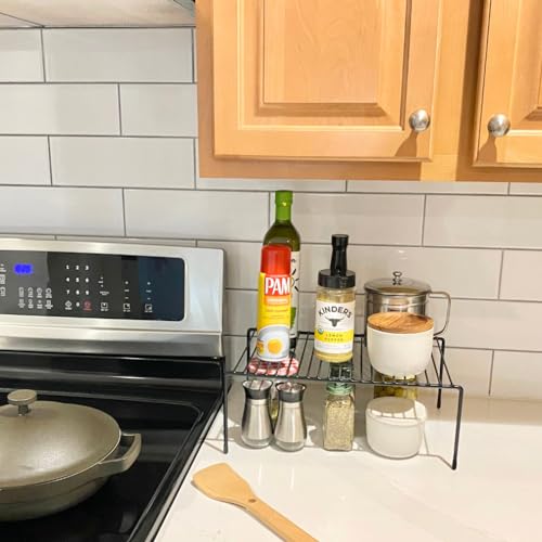 Black 2 Pack Metal Shelf Risers O27731