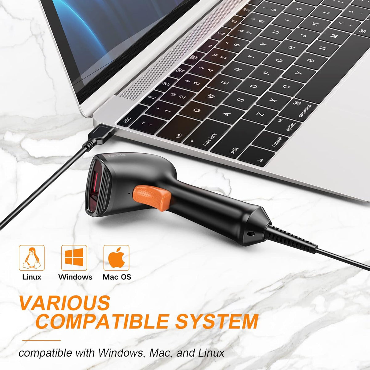 Handheld 1D Barcode Scanner with USB Cable Pack of 2 V563684