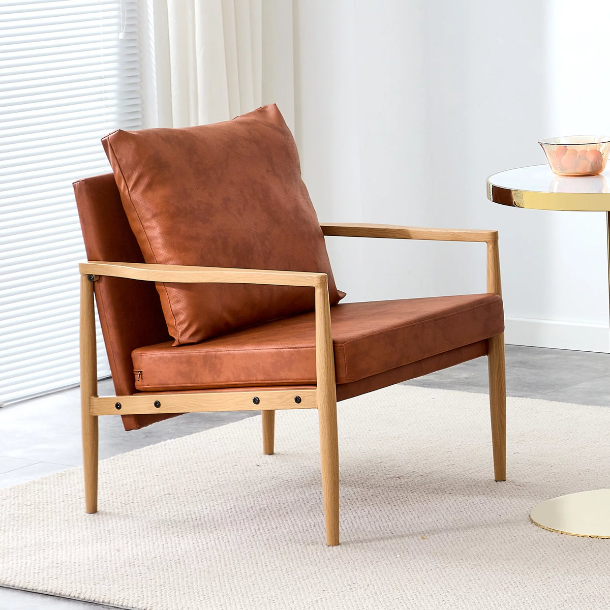 PU Leather Accent Arm Chair with Metal Frame K324103