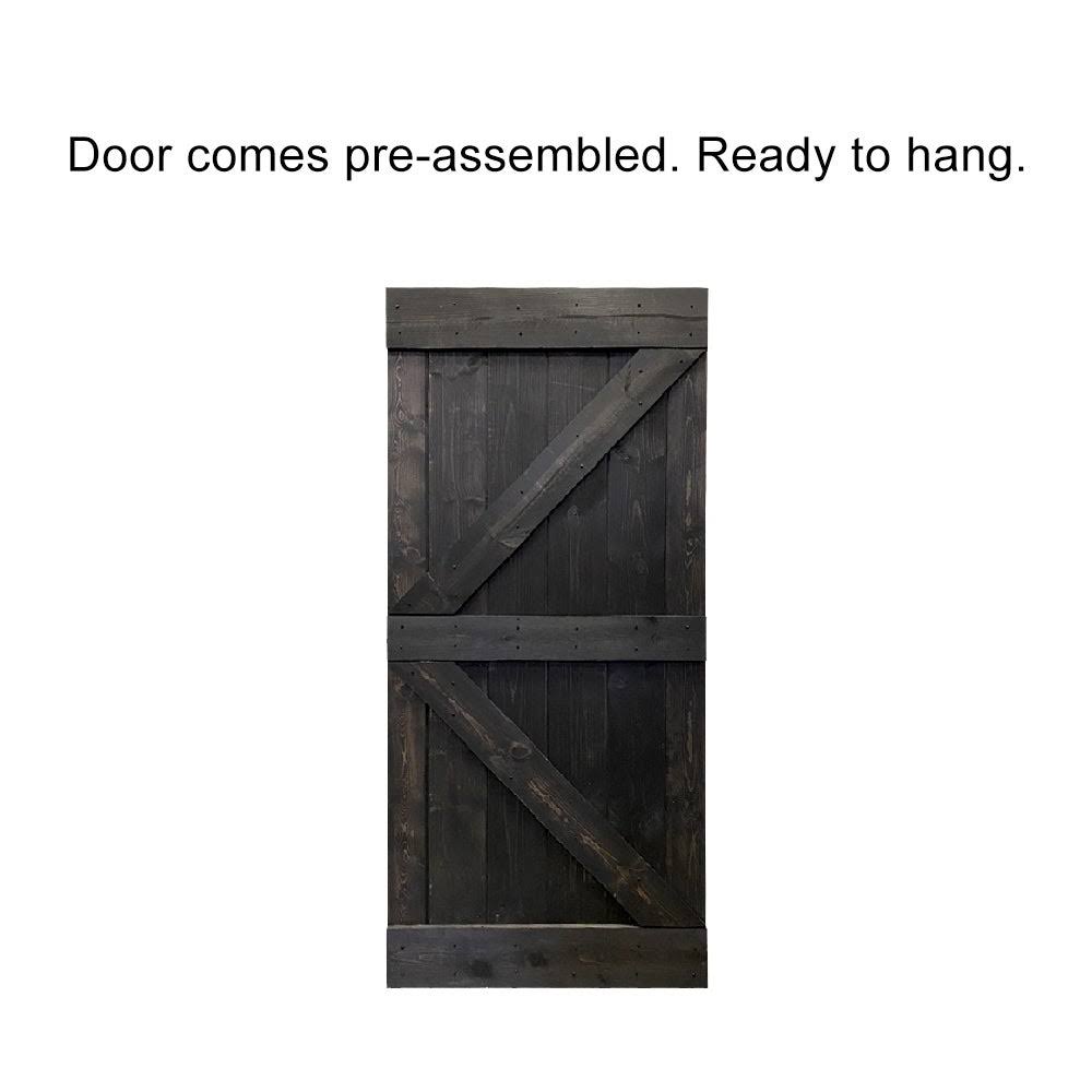 Ocean Blue Stained Wood Interior Sliding Barn Door with Hardware Kit Z5790