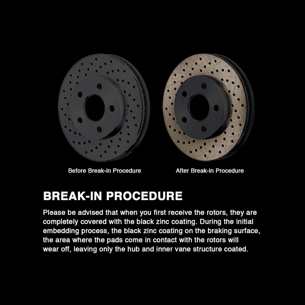 Black Zinc Cross Drilled Brake Rotors Kit + Semi-Metallic Brake Pads G656