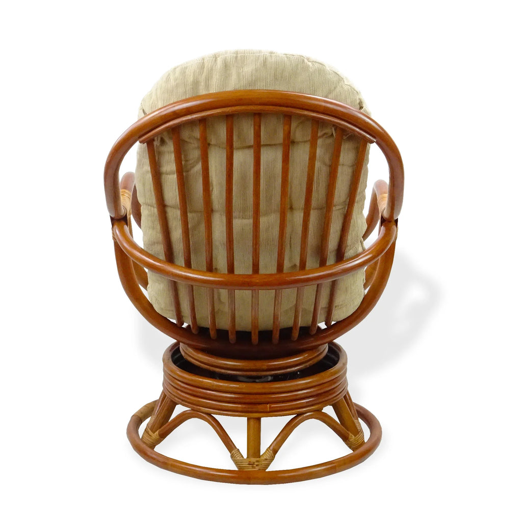 Natural Rattan Wicker Swivel Rocking Chair with Light Brown Cushion M790