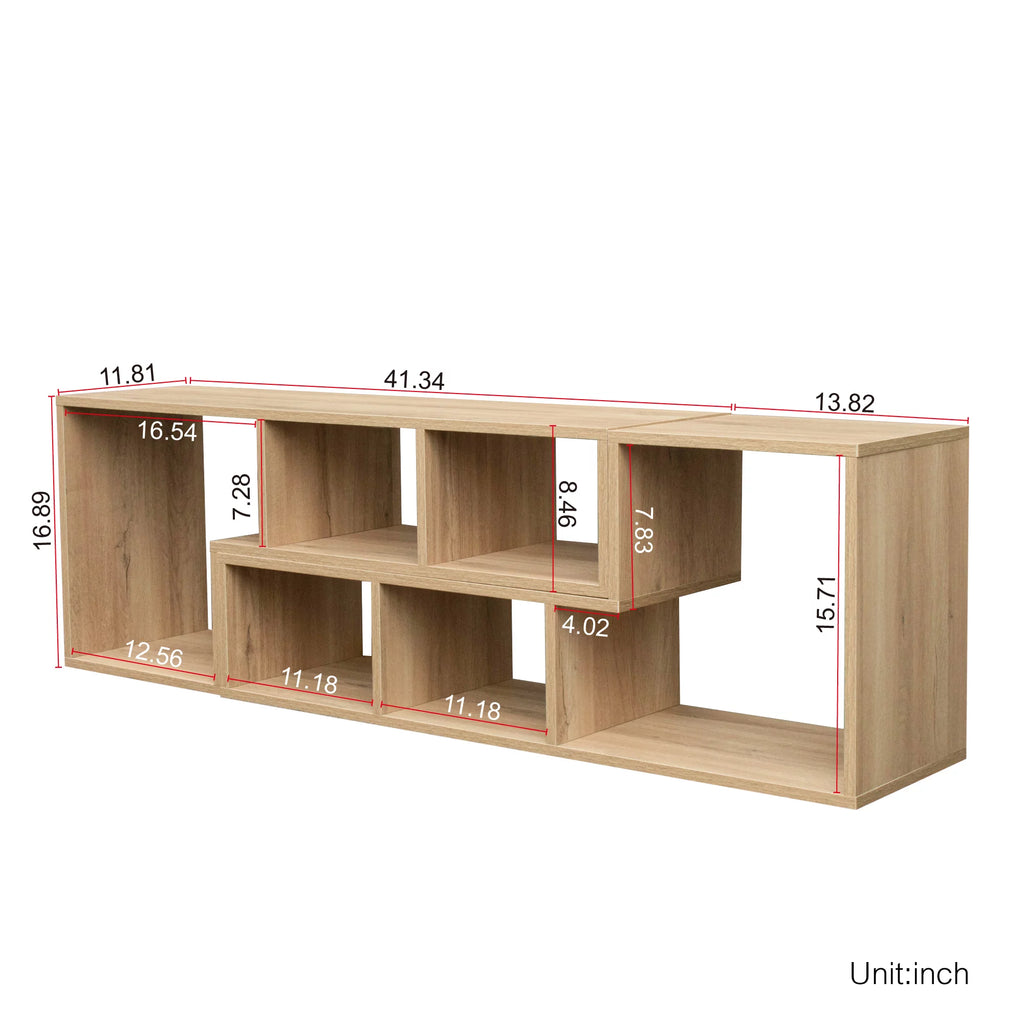 Oak L-Shaped Display Shelf Bookcase H42321