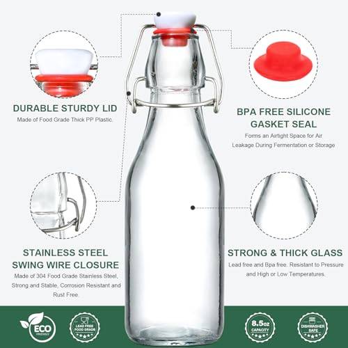 8 Pack 8.5oz Flip Top Glass Bottles T627455