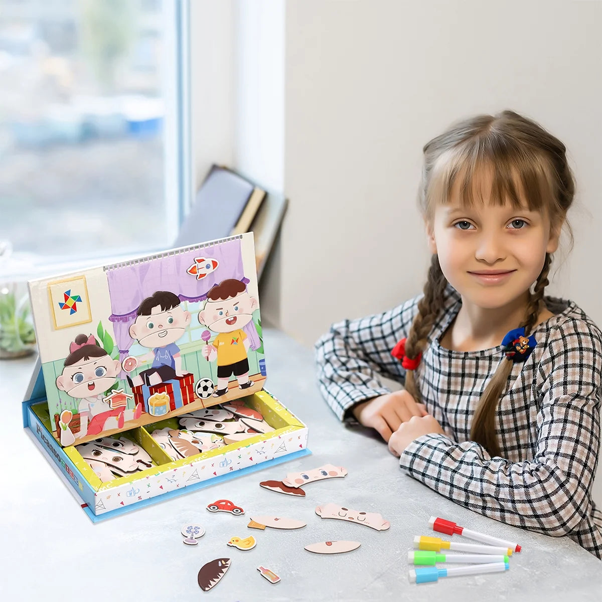 108pcs Magnetic Drawing Board Puzzle Book B498