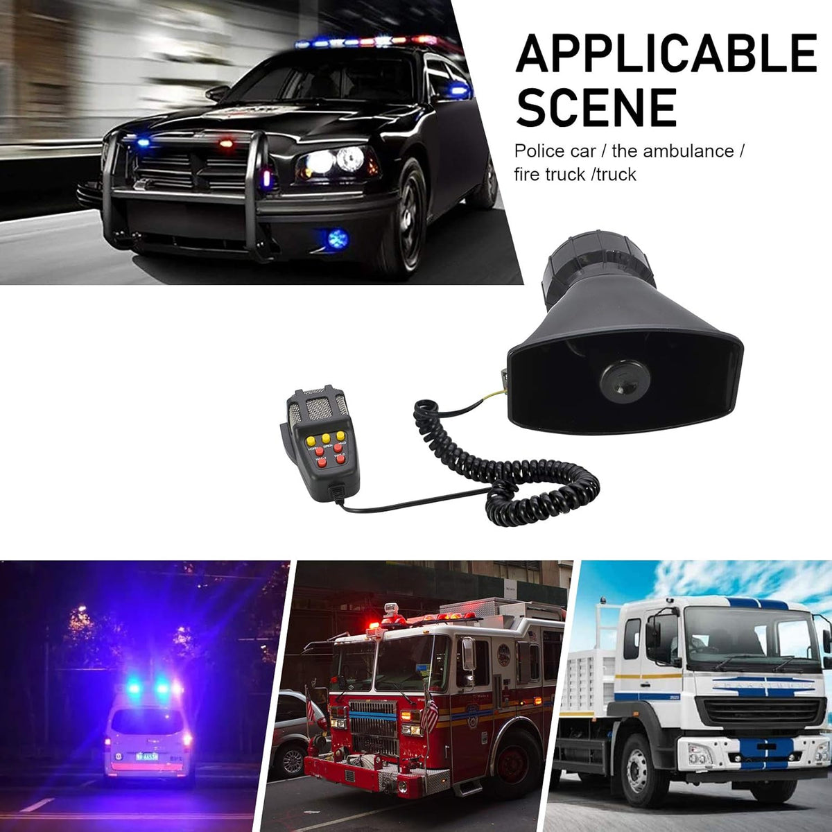 100W 7 Tones Wired Handheld Microphone Car Siren Speaker E958