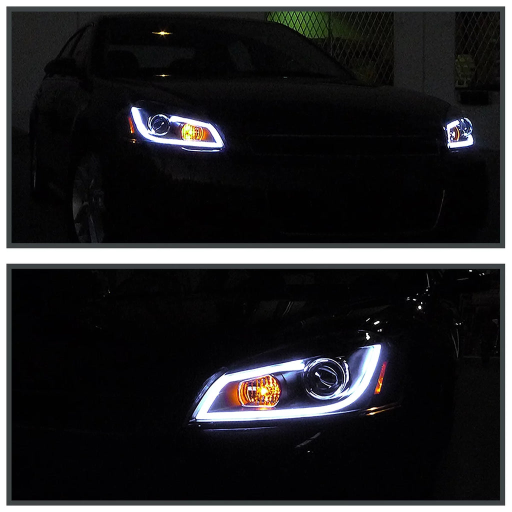 Black LED Strip Bar Projector Headlights Left + Right Pair O45708
