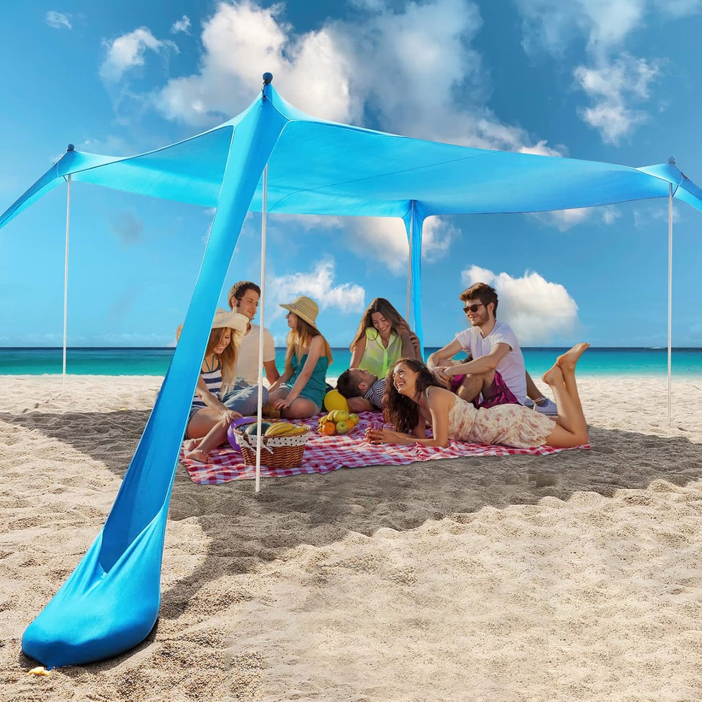 Beach Tent Sun Shelter, 4 Person Pop Up, UPF50+ Protection Q65596