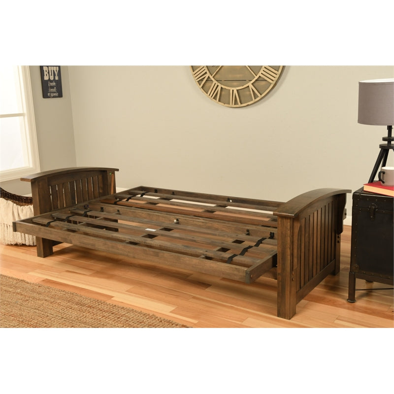 Rustic Walnut Futon with Java Brown Mattress C7108