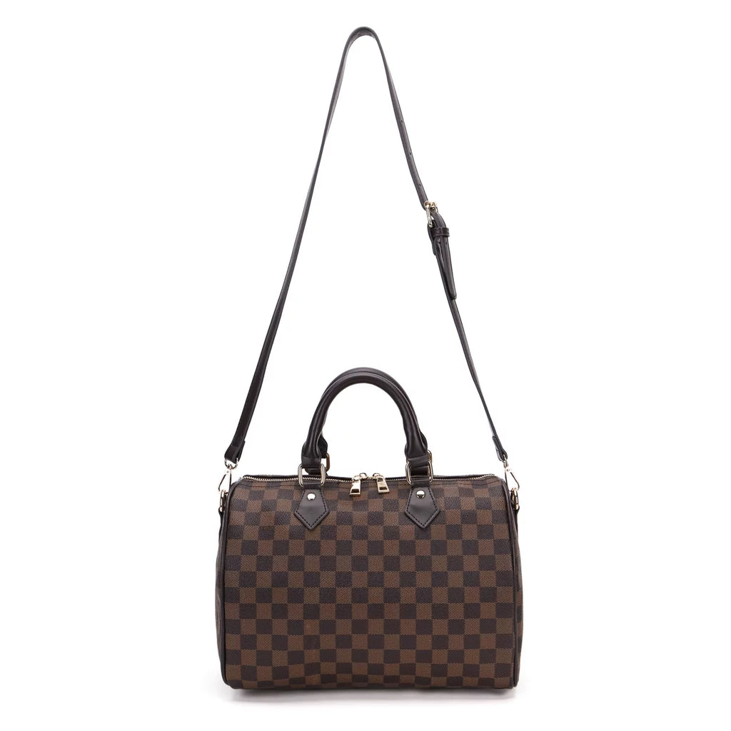 Checkered Crossbody Bag with Inner Pouch L1082
