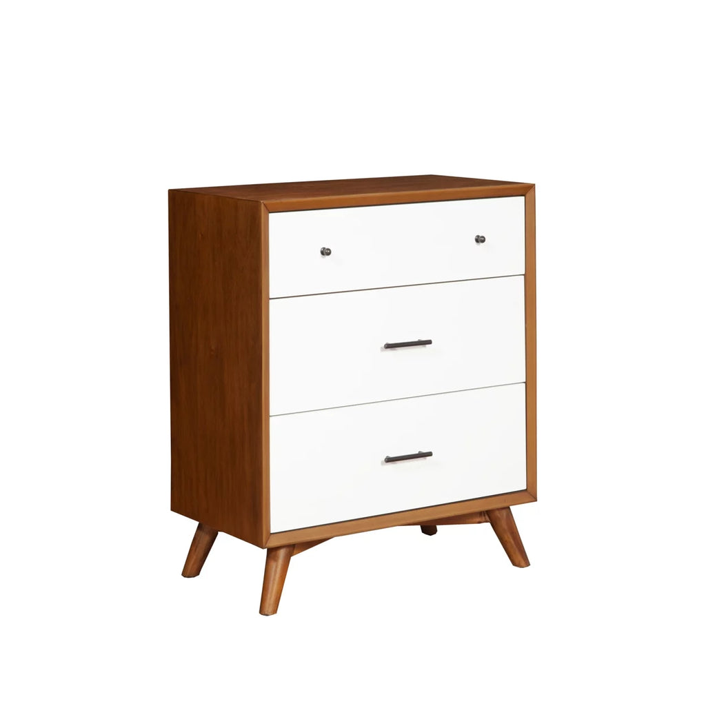 Brown and White 3 Drawer Wooden Chest L95936