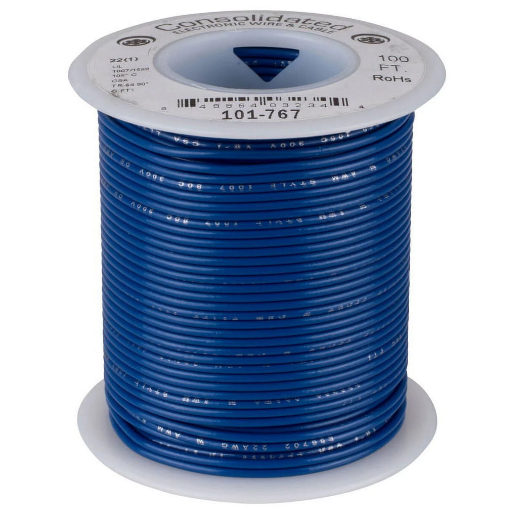 22 AWG Blue Solid Hook-Up Wire 100 ft. V9744