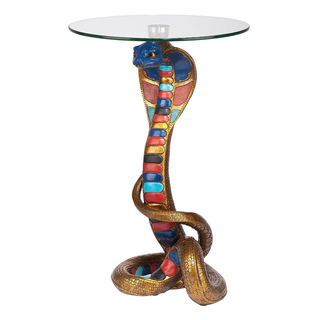 Egyptian Cobra Goddess Glass-Topped Table W406807