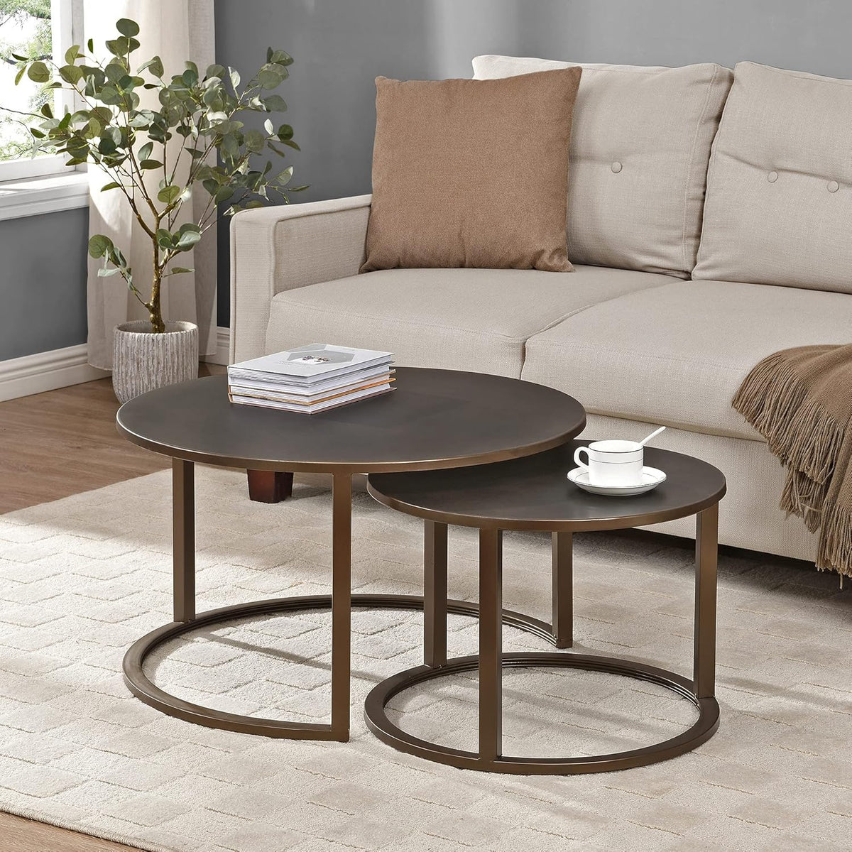 Silver Nesting Coffee Table 2-Piece Set B919265