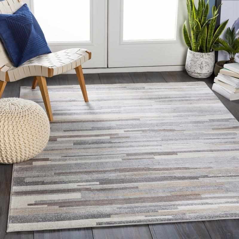 6x9 Gray Tan White Area Rug X775214