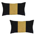 Set Of Two 20" X 12" Black And Yellow Geometric Polyester Lumbar Pillow M97614