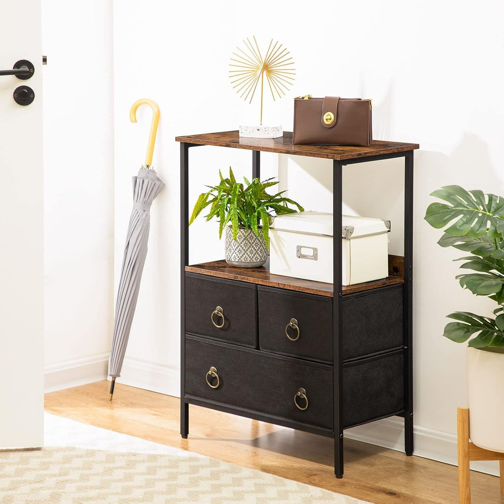 3 Drawer Steel Frame Storage Tower with Open Shelve Y1268