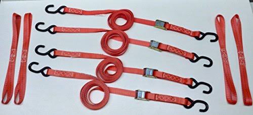 8 PC Heavy Duty Motorcycle ATV Cam Lock Tie-Down Strap Kit Red N86534