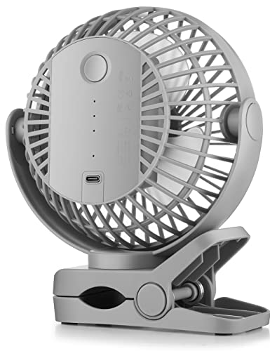 6 inch Rechargeable Clip on Fan, 5000mah Battery Desk Fan, 360° Rotation, 3 Speeds, Black N88846