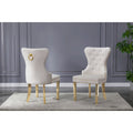 Cream Velvet Side Chairs with Gold Stainless Steel Legs S482