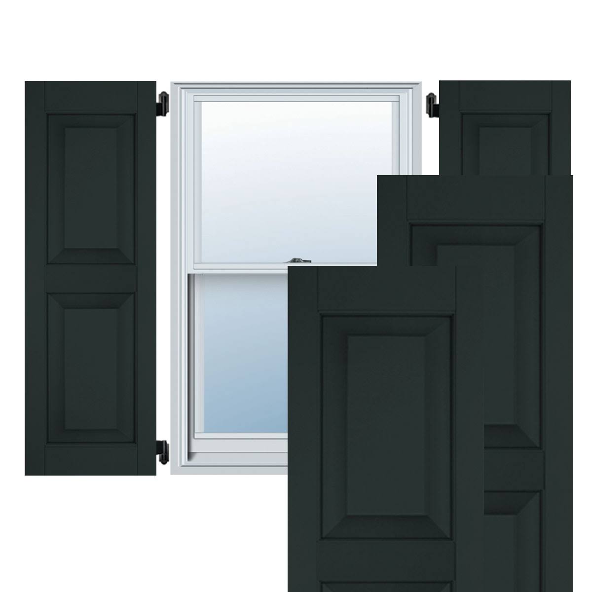 Dark Green Western Red Cedar Raised Panel Shutters Pair H799
