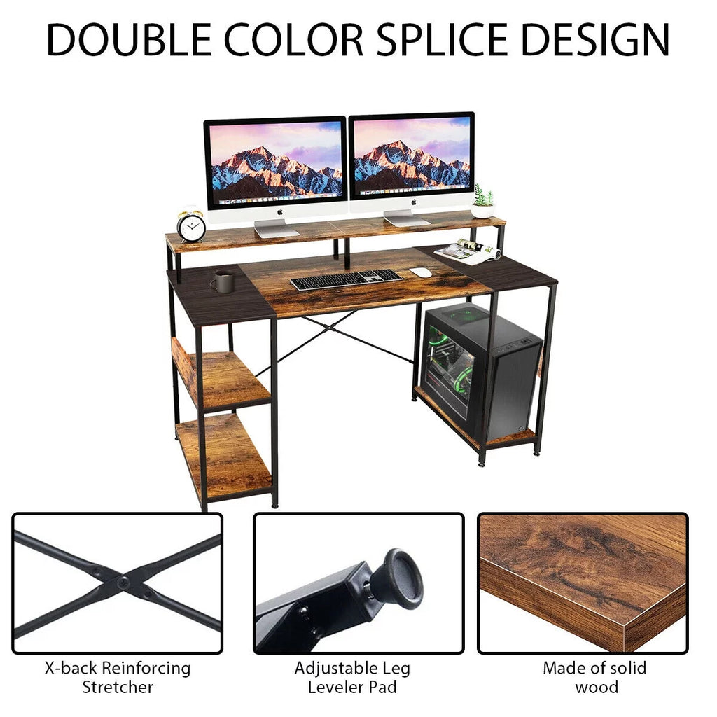 Computer Desk with Monitor Stand & Shelves D8027