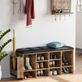 Vintage Brown 10 Cubbies Storage Bench U457