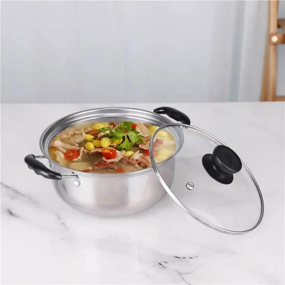 5.5QT Stainless Steel Sauce Pot with Glass Lid D48260