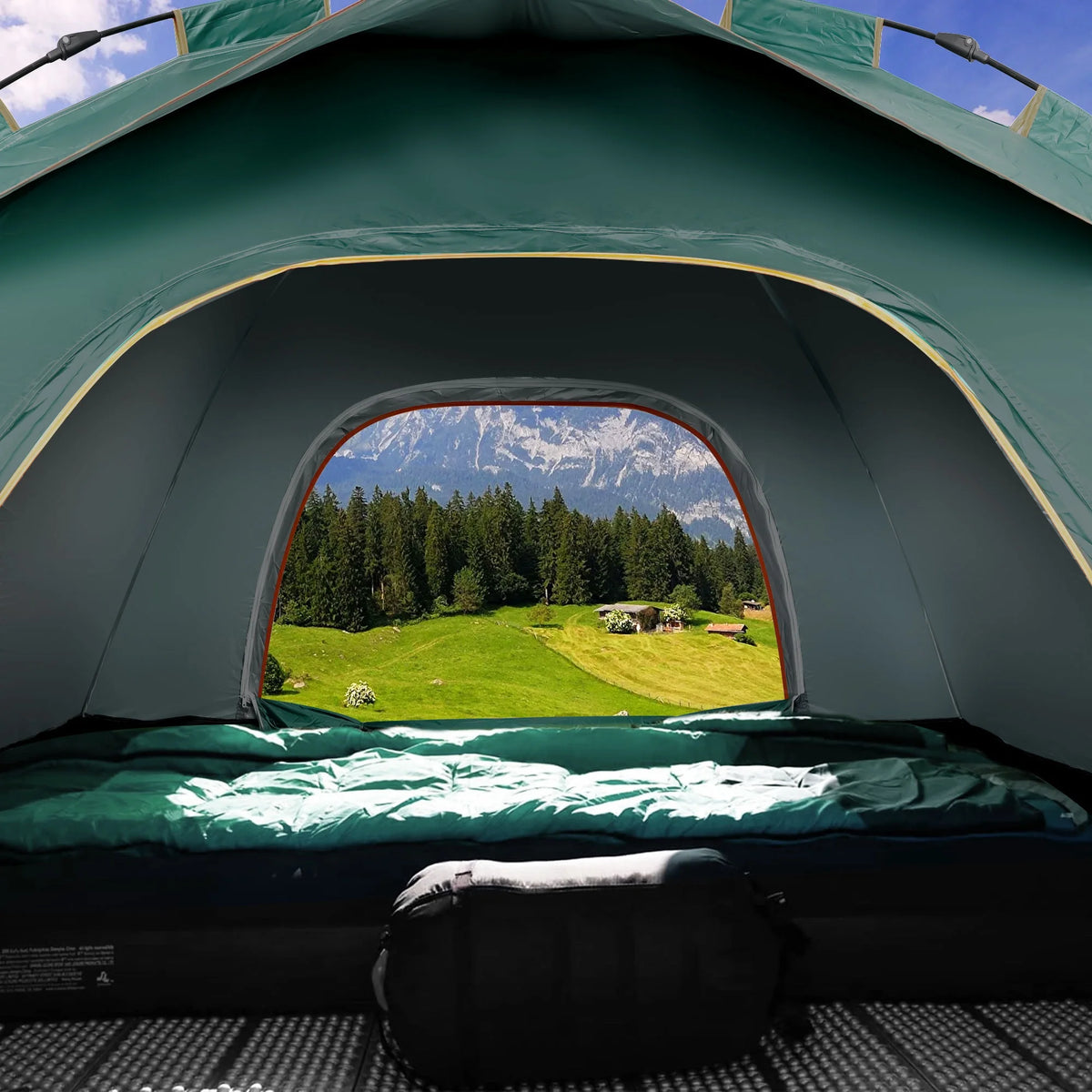 4 Person Pop up Camping Tent, Green R65217