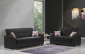 Black Microfiber PU Sofa Bed with Storage P58918