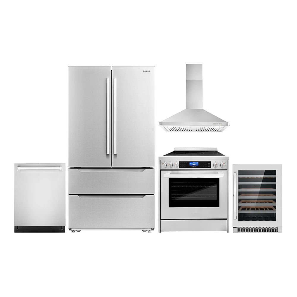 30 Electric Range, Wall Mount Range Hood, Dishwasher, Refrigerator with Ice Maker and Wine Cooler Z123