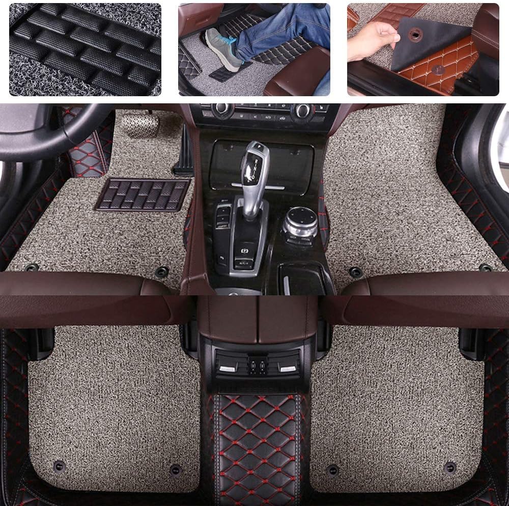 Double Layer Pu Leather & PVC Non-Slip Car Floor Mats D3330