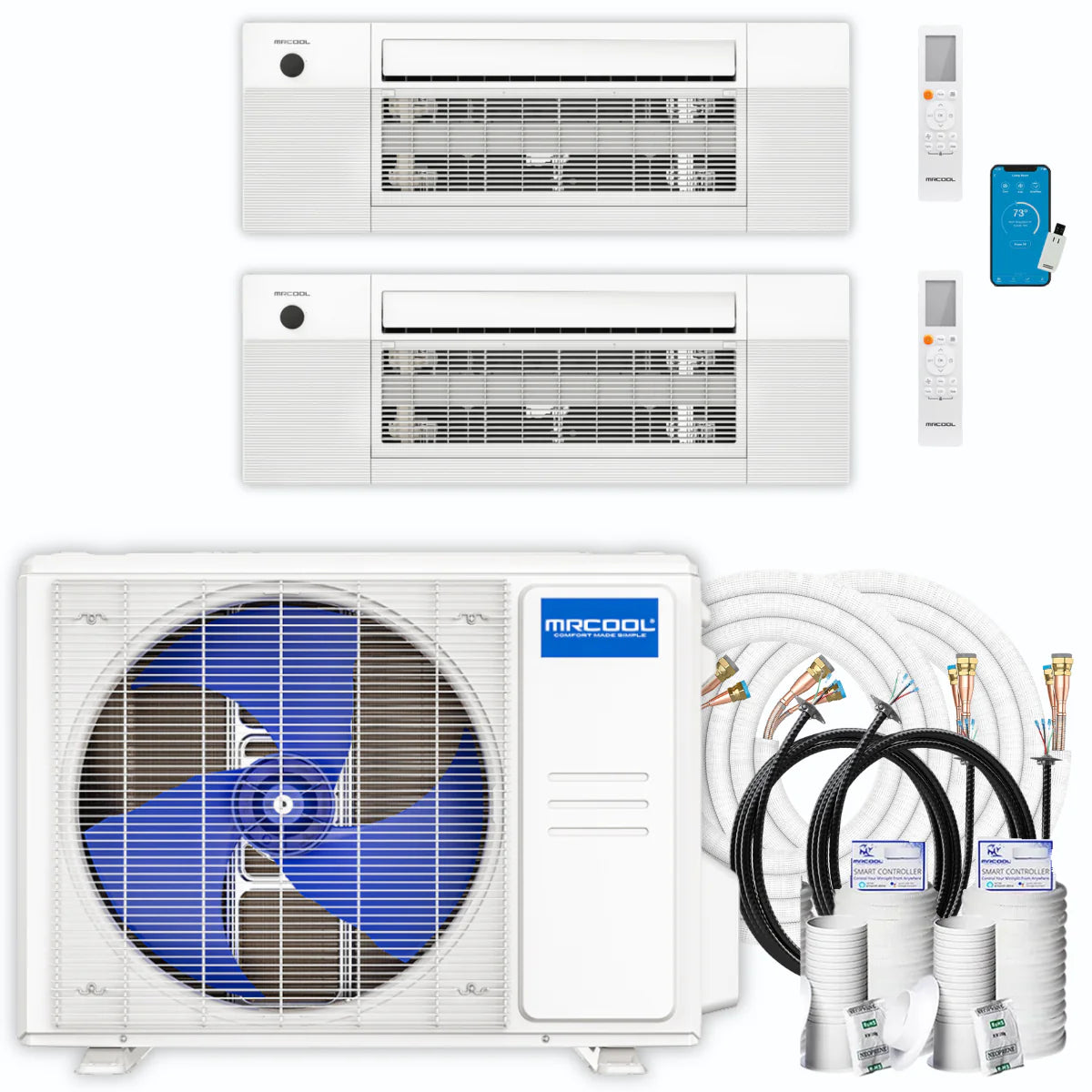 21,000 BTU 2 Zone Ceiling Cassette Ductless Air Conditioner and Heat Pump R2719