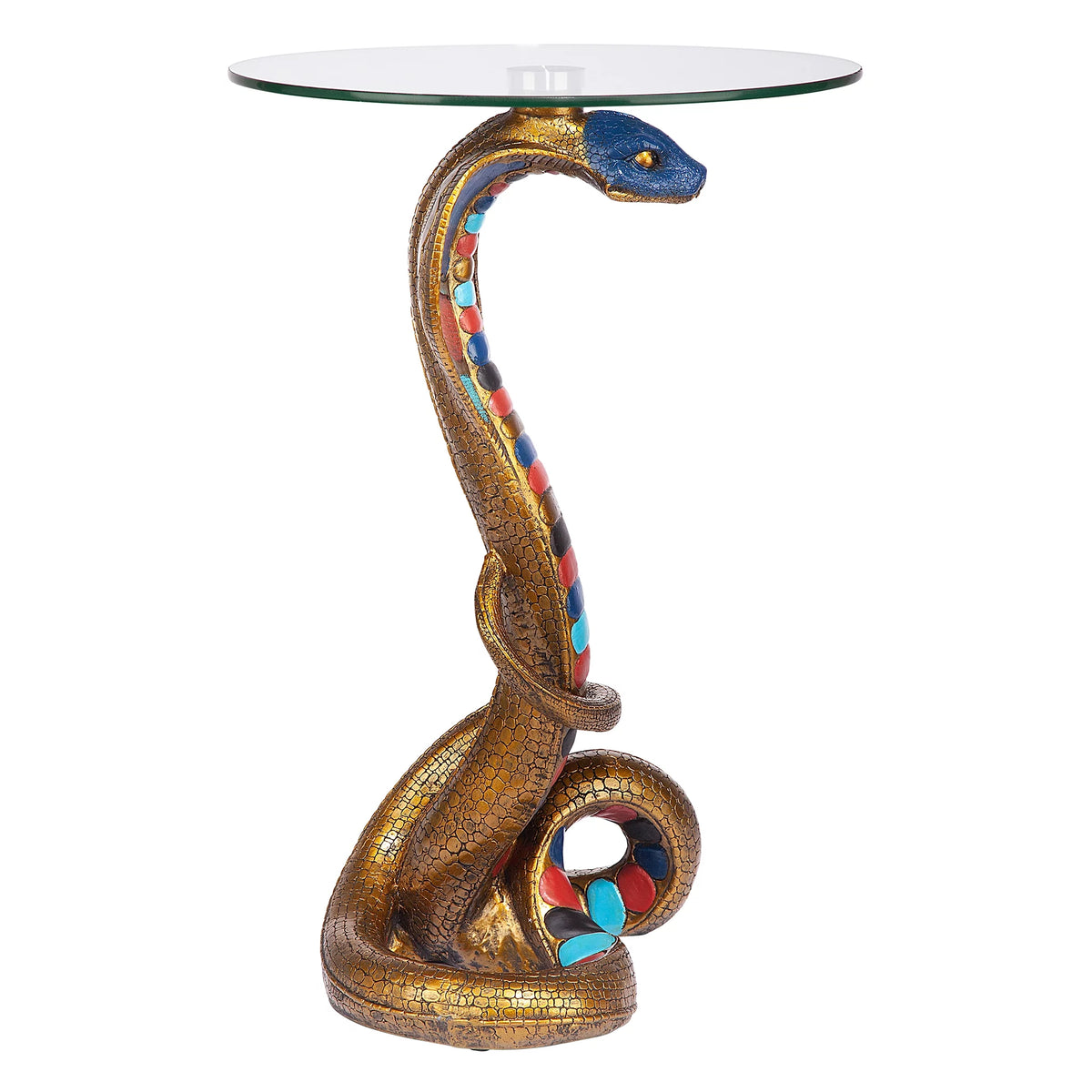Egyptian Cobra Goddess Glass-Topped Table W406807
