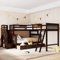 L Shaped Bunk Bed with 3 Drawers and Stairs Q482077