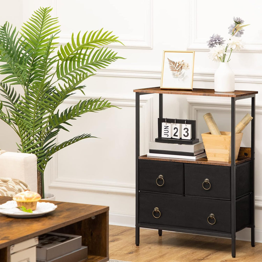 3 Drawer Steel Frame Storage Tower with Open Shelve Y1268
