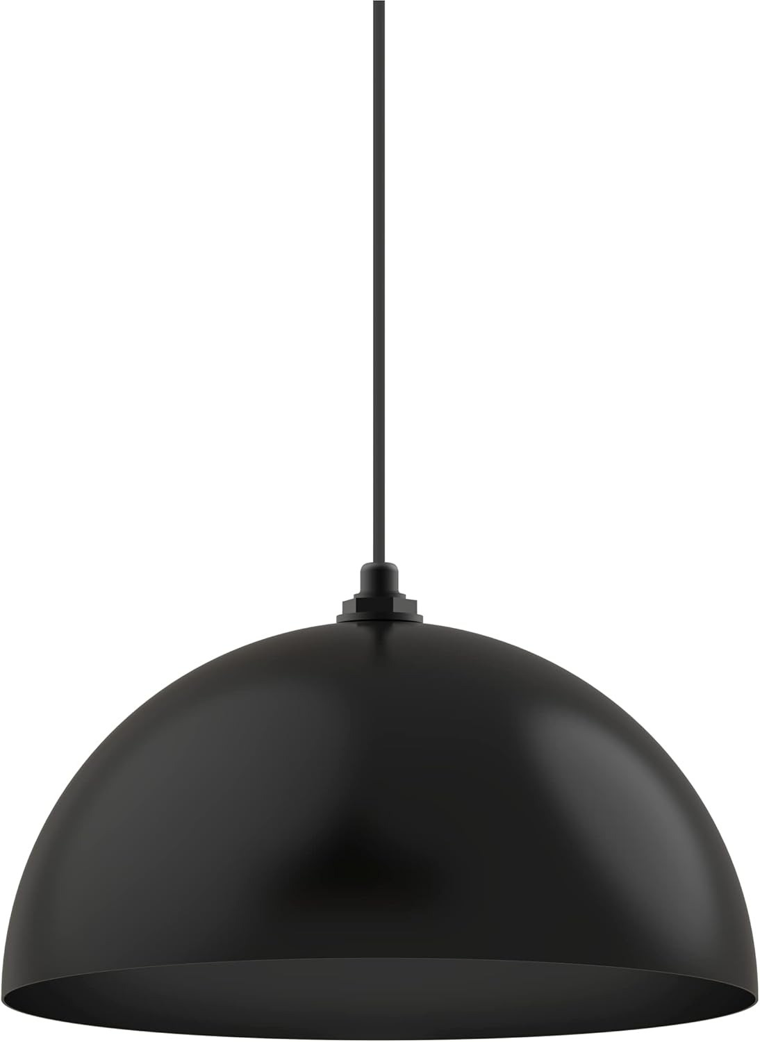 Black Matte Exterior Brass Interior Round Dome Pendant Light J293210