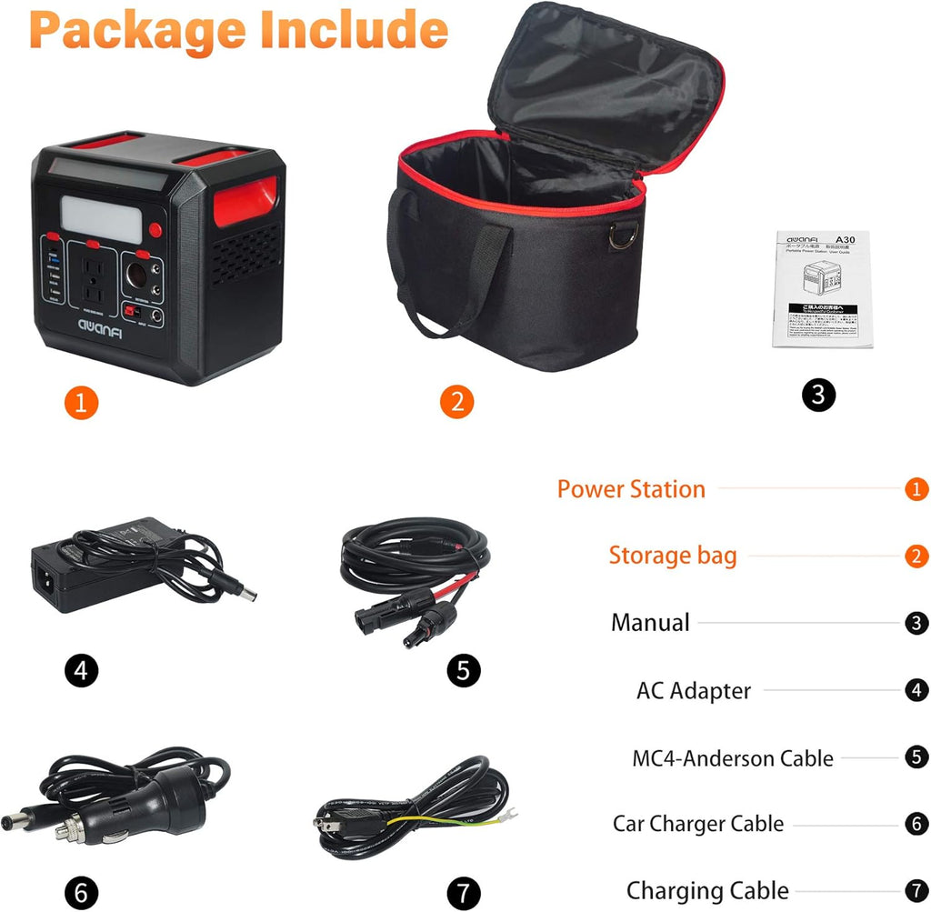 300W Portable Power Station 300Wh Solar Powered Generator with 110V AC Outlet P563509