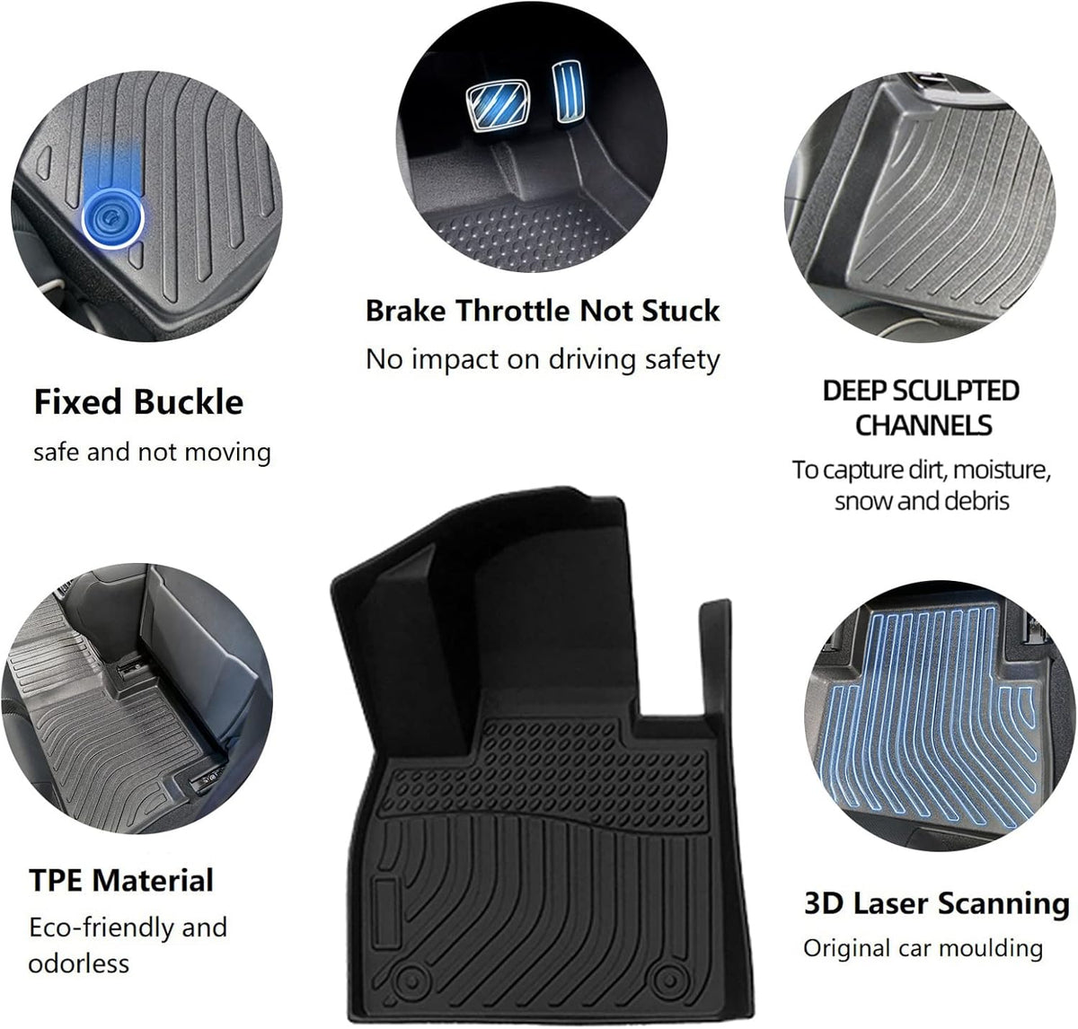 Heavy Duty Black Trunk Floor Mats for Hyundai Palisade 2020-2021 N589
